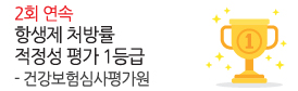 건강보험심사평가원<br />
2회 연속 항생제 처방률 1등급